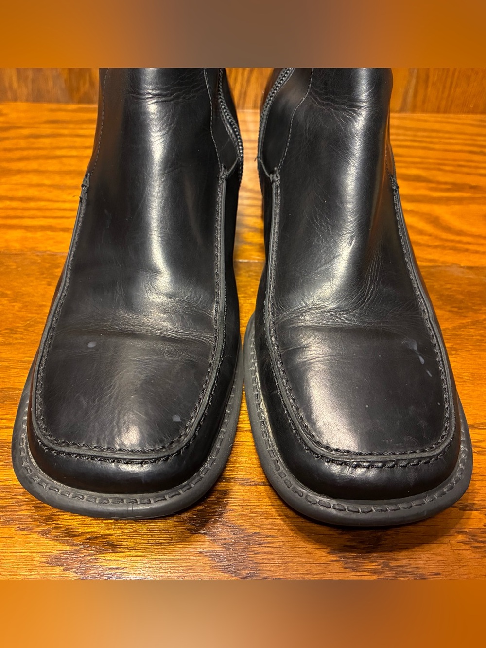 Y2K VTG Via Spiga ITALY MADE Square Toe Ankle Boots Black Leather Size 9 Narrow - Picture 8 of 15